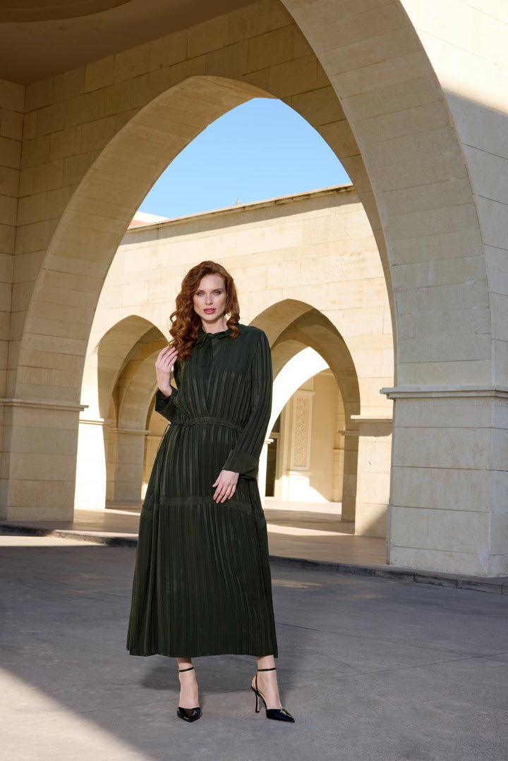 Misswhence Yaka Detaylı Cupro Elbise 37810 - Lacivert - Görsel 1 