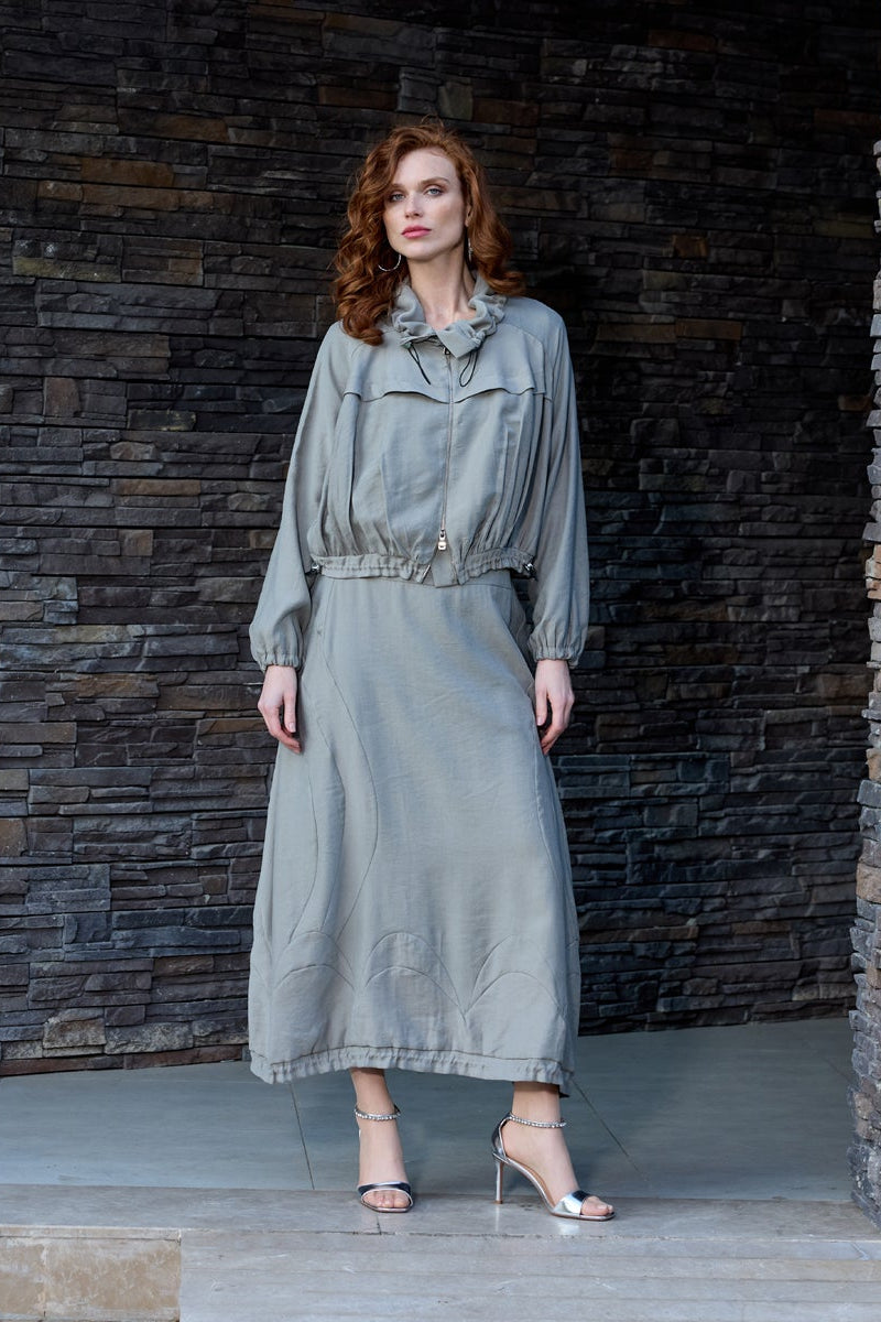 Misswhence Tencel Ceket Etek Takım 37200 - Gri - Görsel 1 #renk_gri