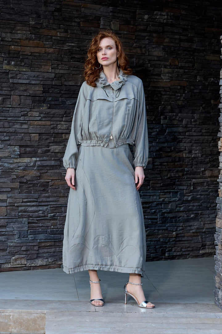Misswhence Tencel Ceket Etek Takım 37200 - Gri - Görsel 1 
