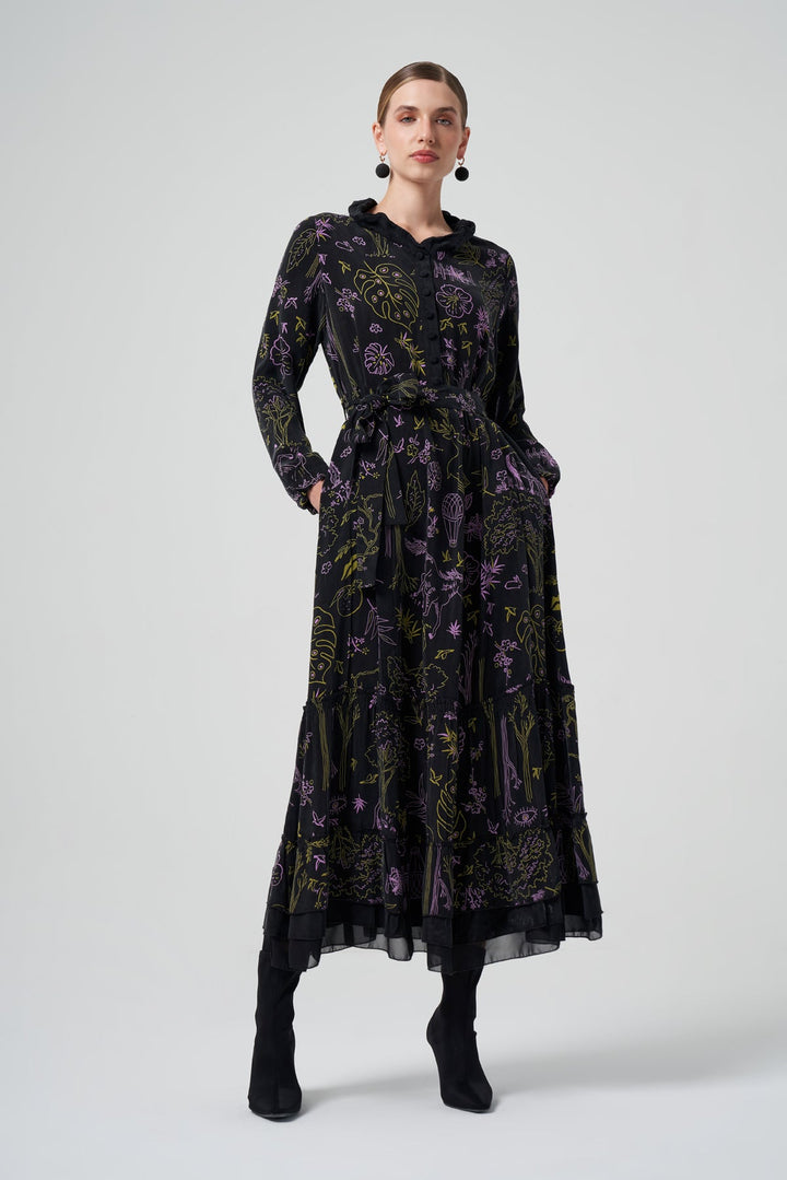 Misswhence Desenli Cupro Elbise 35846 - Görsel 5
