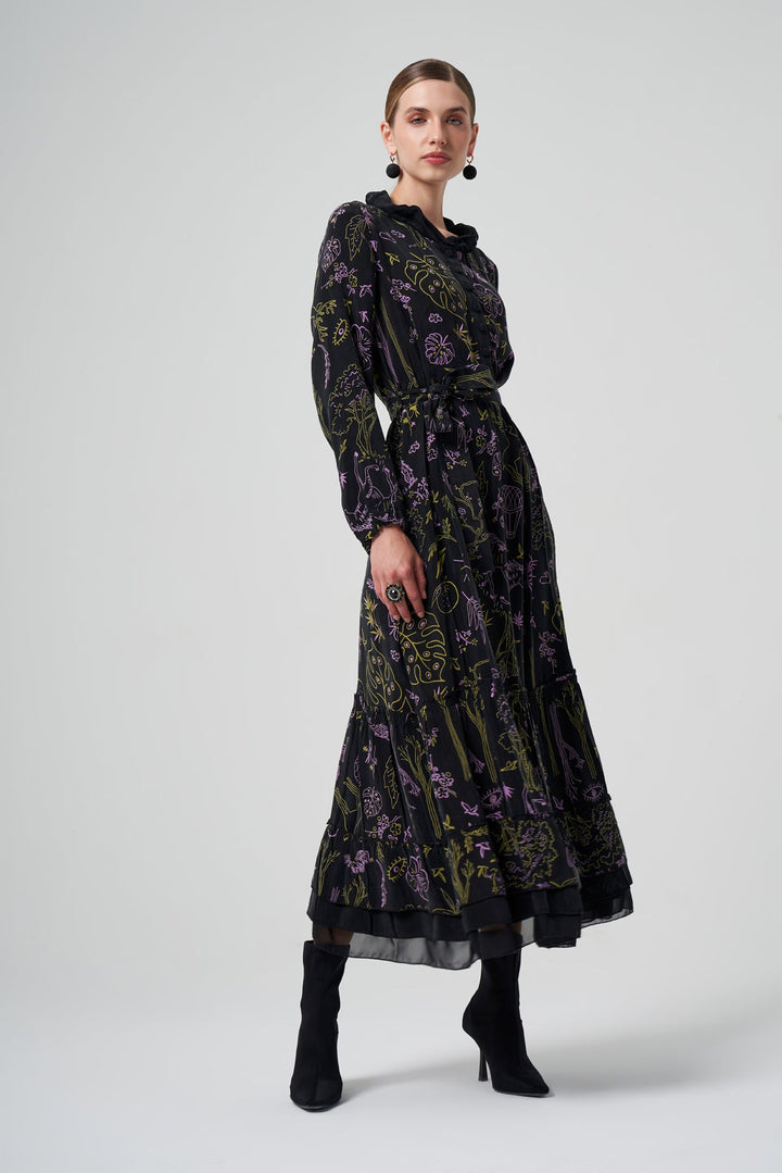 Misswhence Desenli Cupro Elbise 35846 - Görsel 6