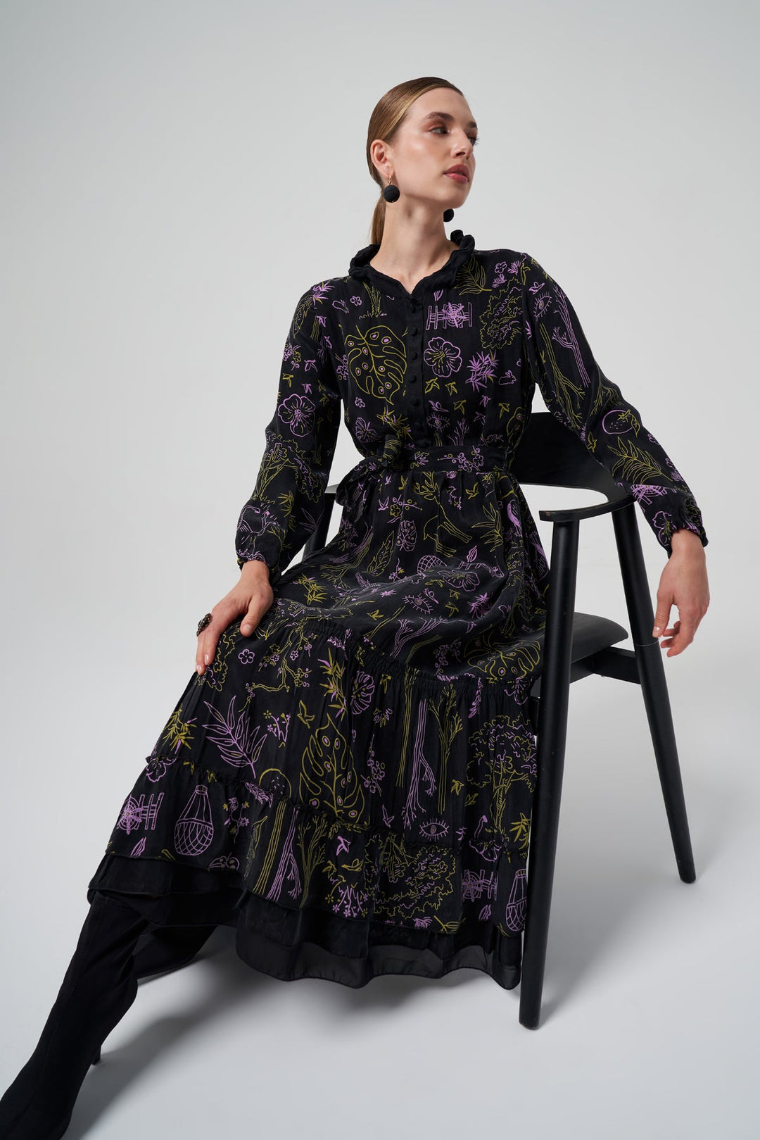 Misswhence Desenli Cupro Elbise 35846 - Görsel 10