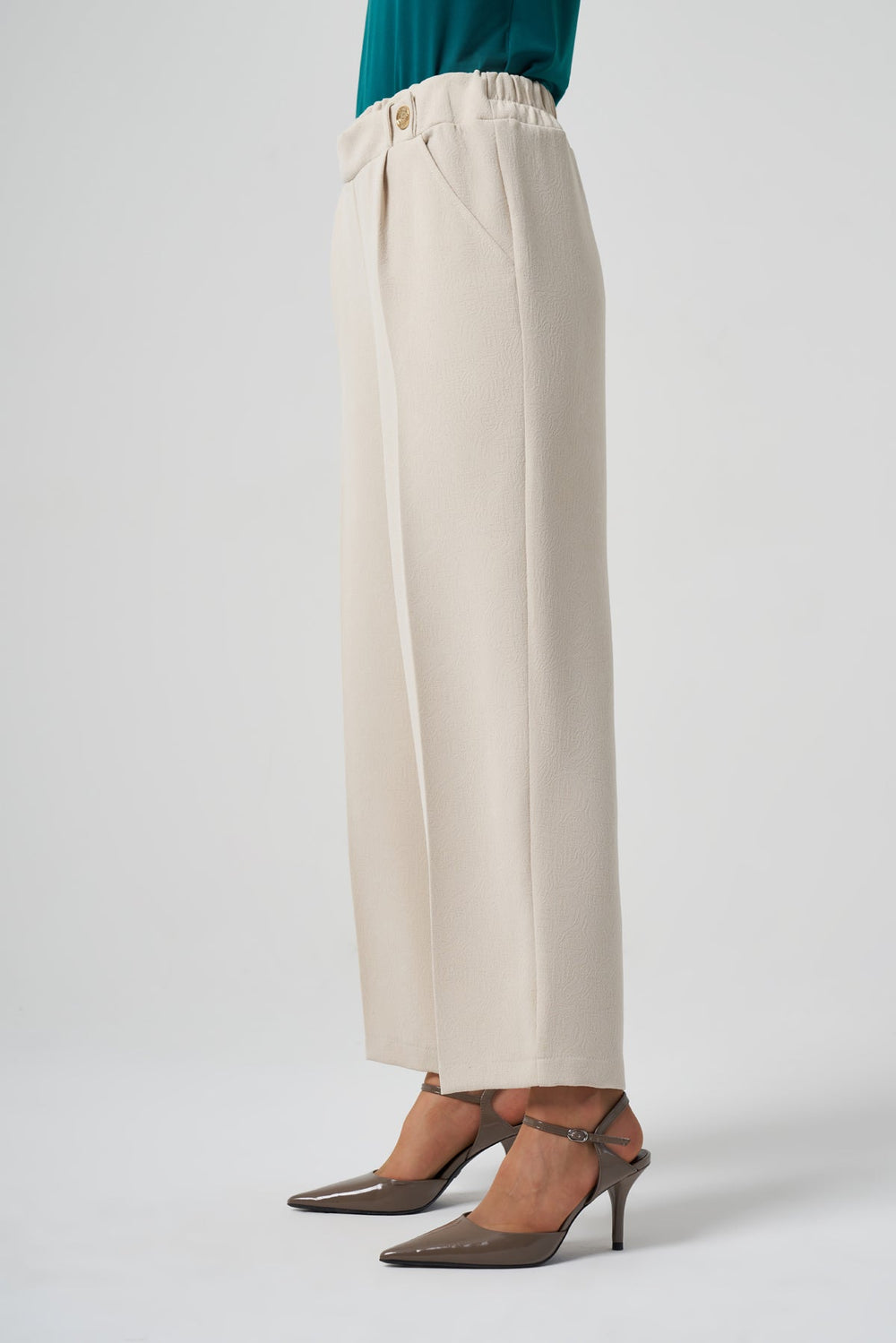 Misswhence Düğme Detaylı Pantolon 36102 - Taş - Görsel 1 #renk_ta