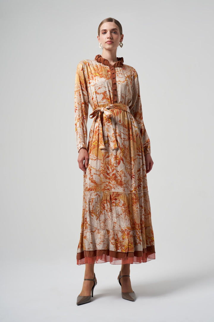 Misswhence Desenli Cupro Elbise 35846 - Görsel 12