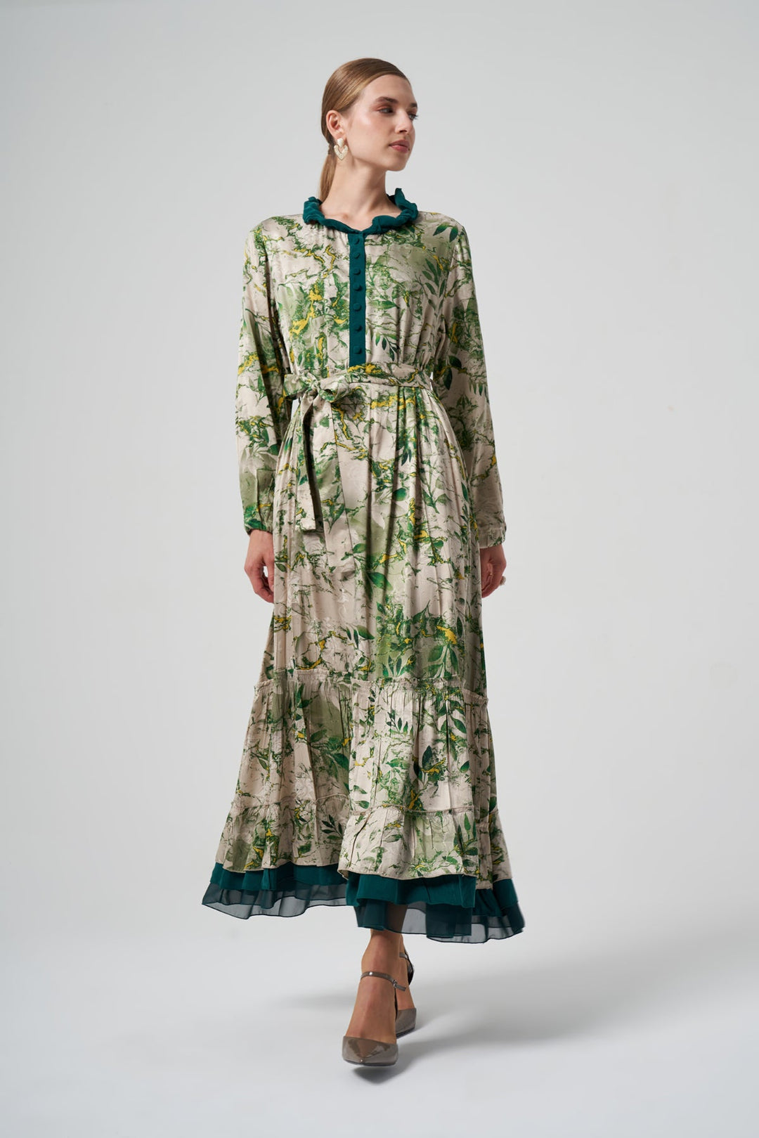 Misswhence Desenli Cupro Elbise 35846 - Görsel 16