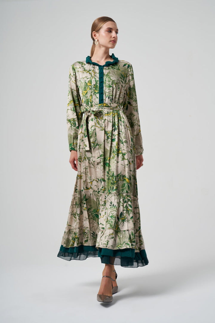 Misswhence Desenli Cupro Elbise 35846 - Görsel 16