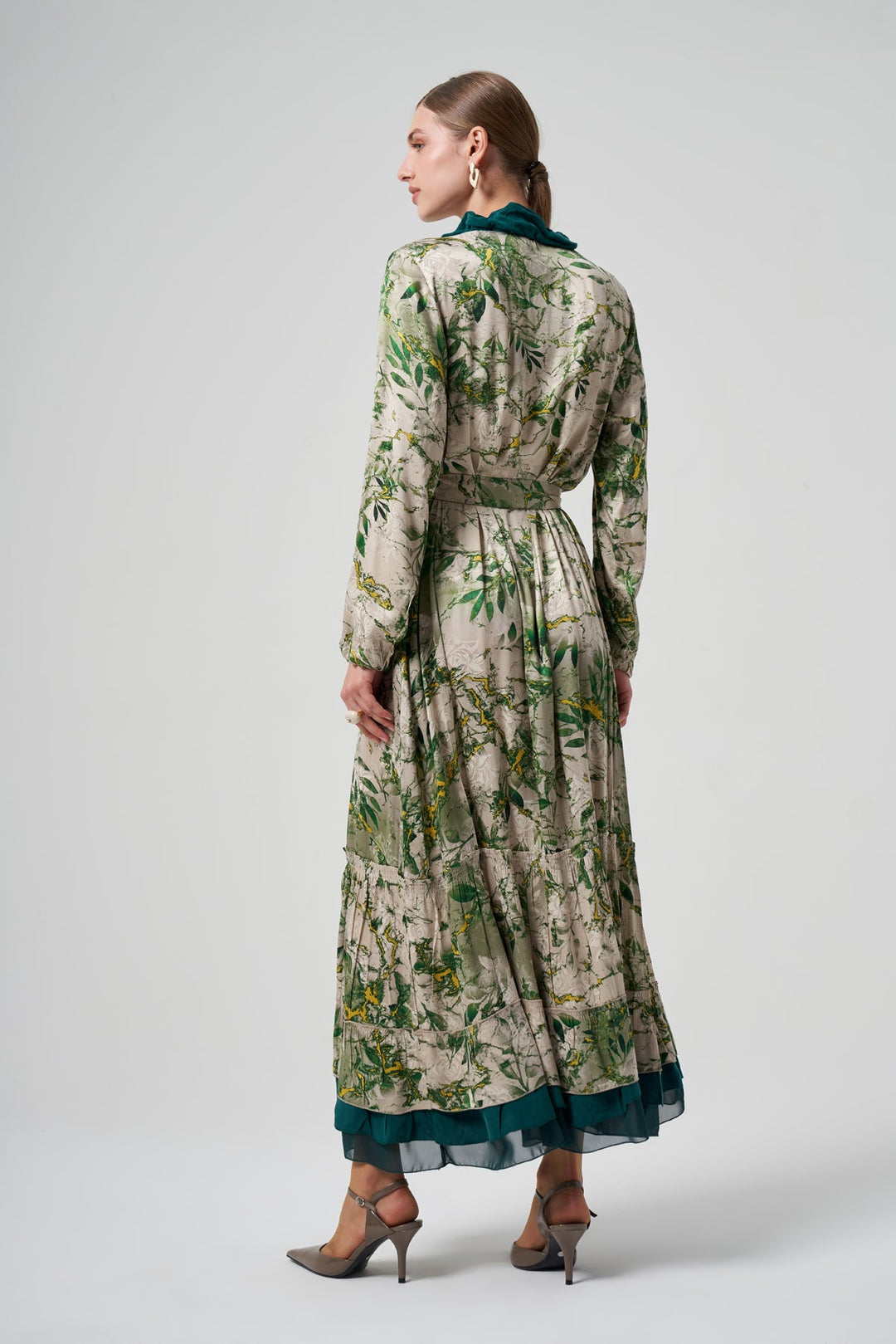 Misswhence Desenli Cupro Elbise 35846 - Görsel 18