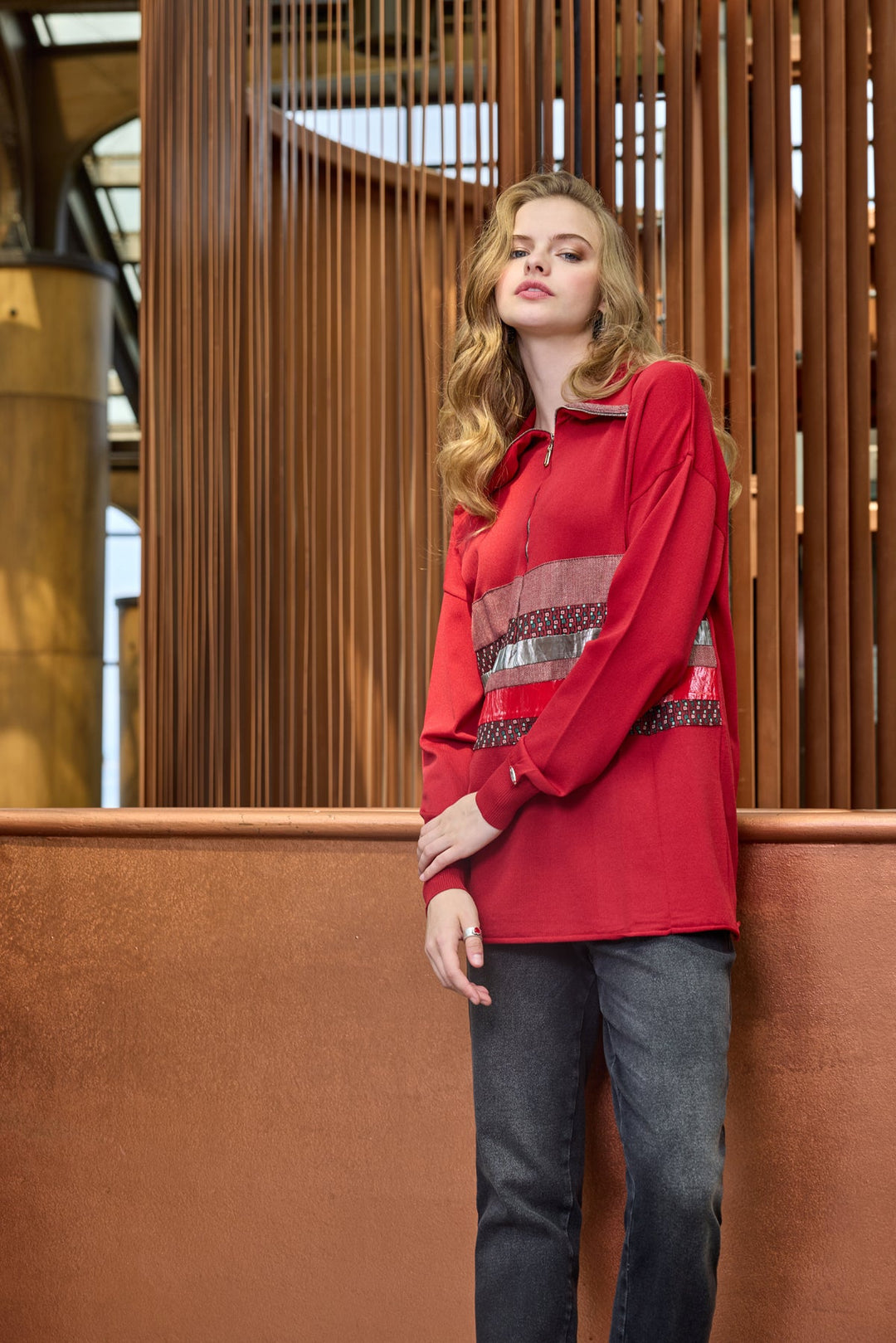 Misswhence Triko Patchwork Tunik