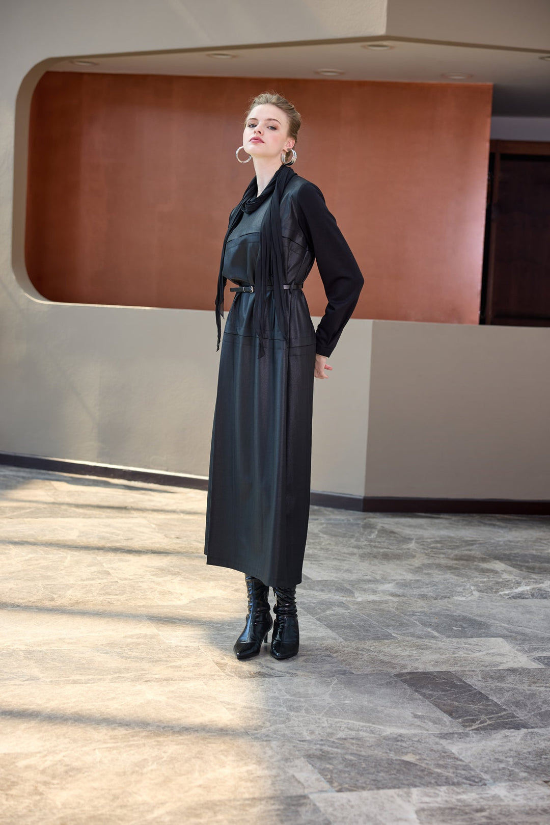Misswhence Deri Görünümlü Elbise 40822 - Görsel 4