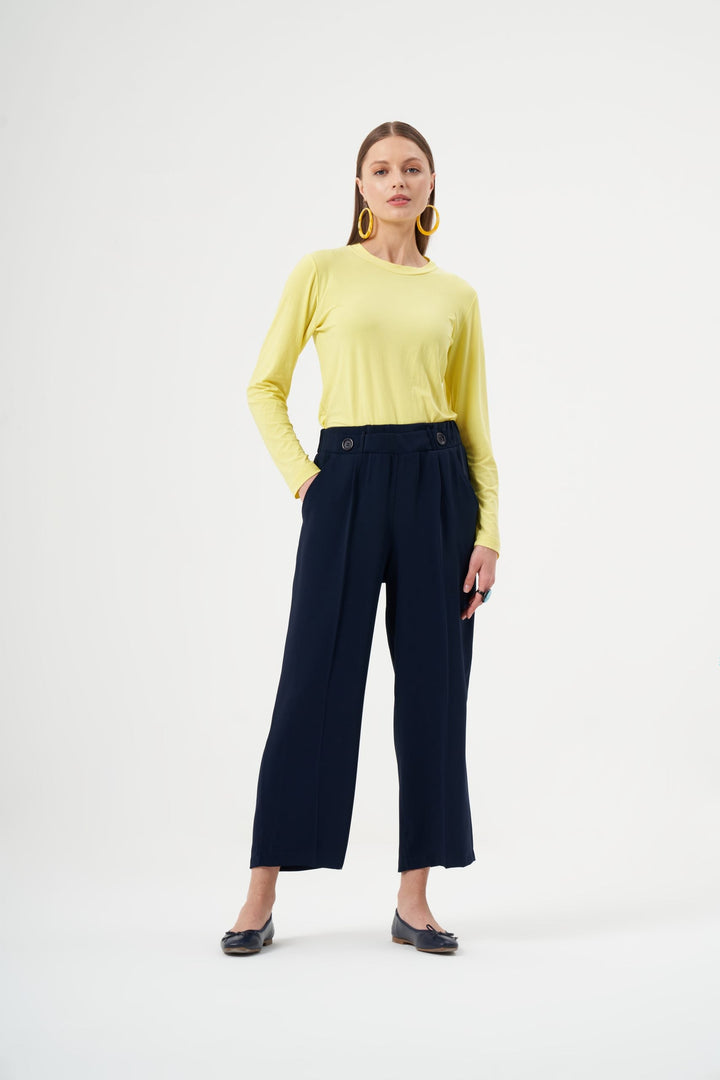 Düğme Detaylı Pantolon - Kahverengi 