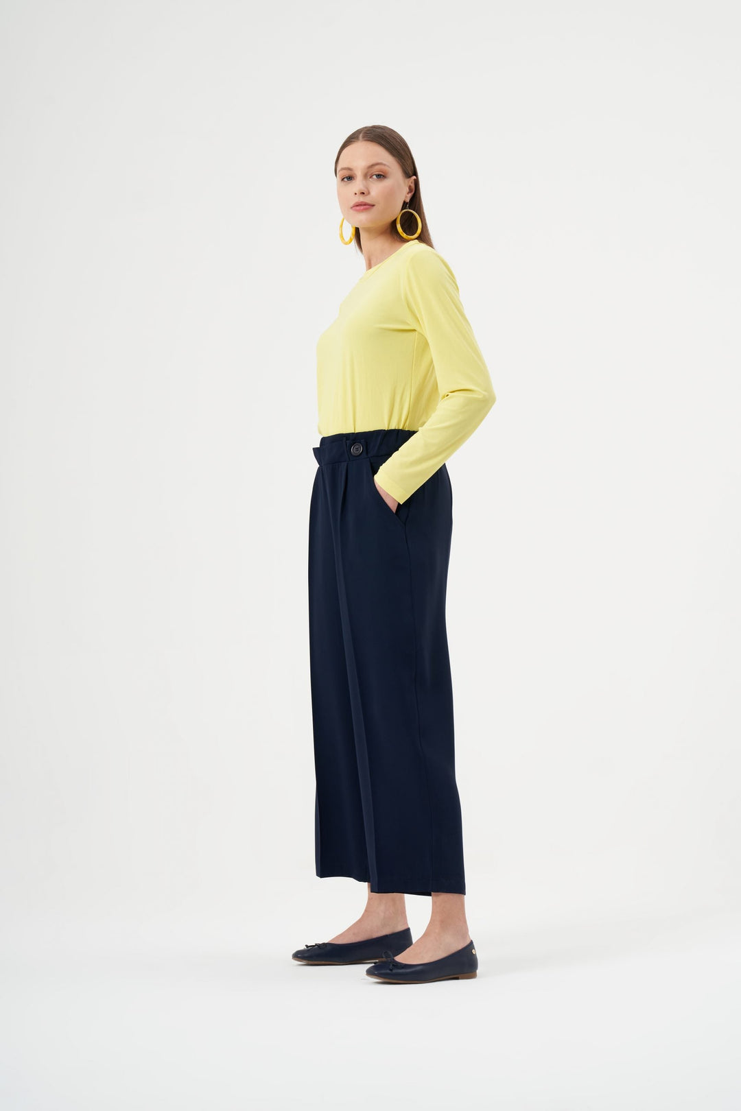 Misswhence Düğme Detaylı Pantolon 27116 - Lacivert - Görsel 1 