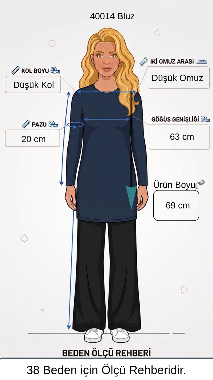 Misswhence Gül Detay Tunik beden tablosu