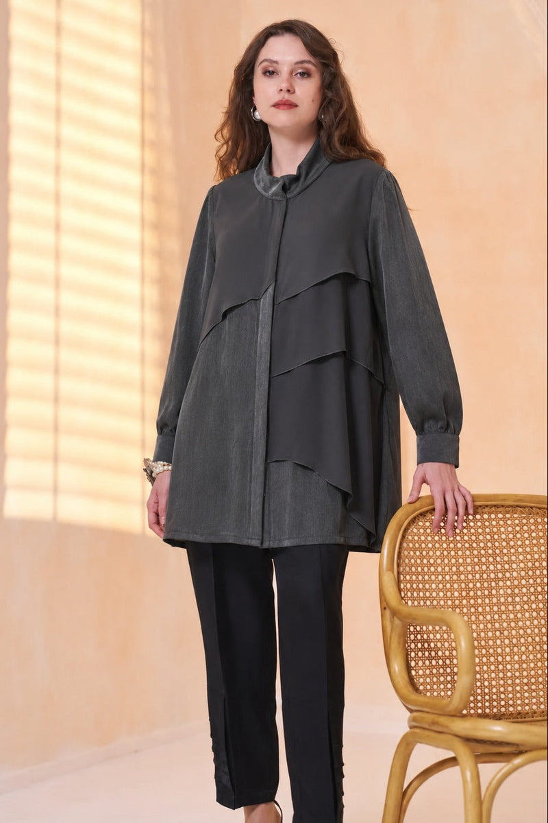 Misswhence Şifon Detaylı Cupro Tunik 24340