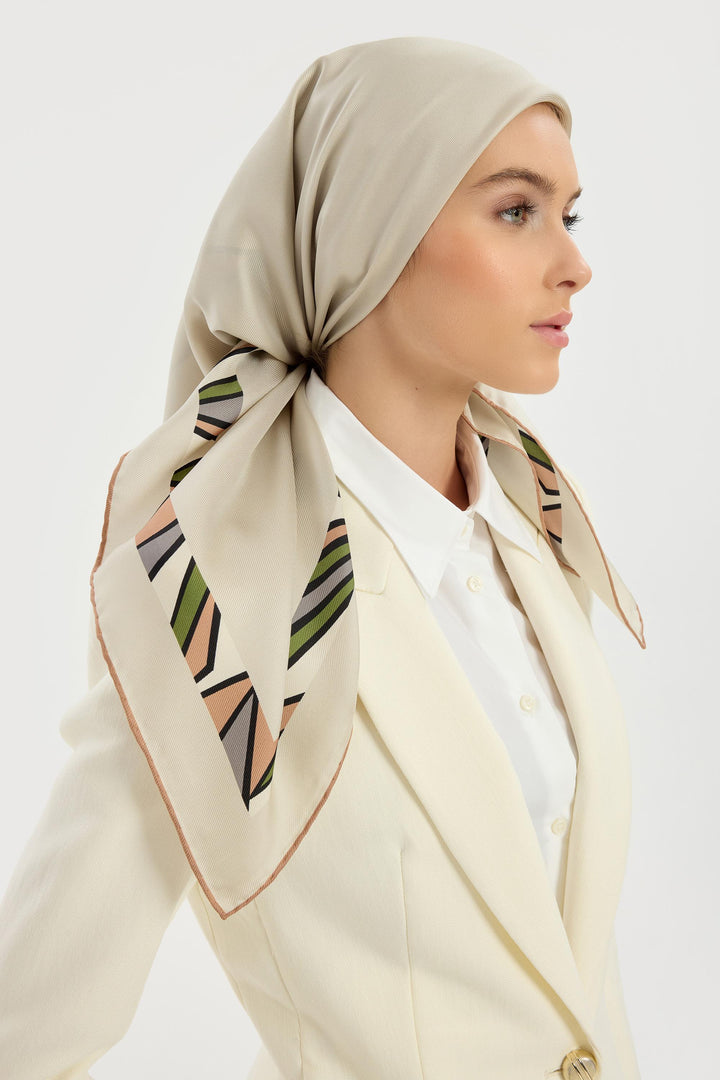 ADEN MULBERRY İPEK EŞARP 90*90 CM - Bej 