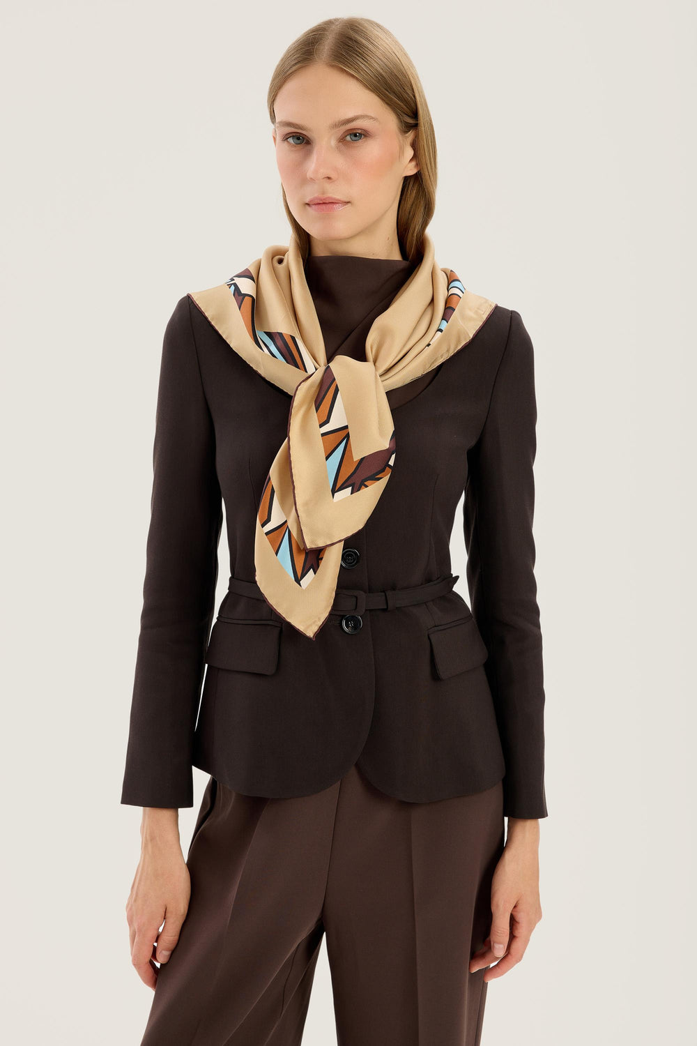 ADEN MULBERRY İPEK EŞARP 90*90 CM - Camel #renk_camel