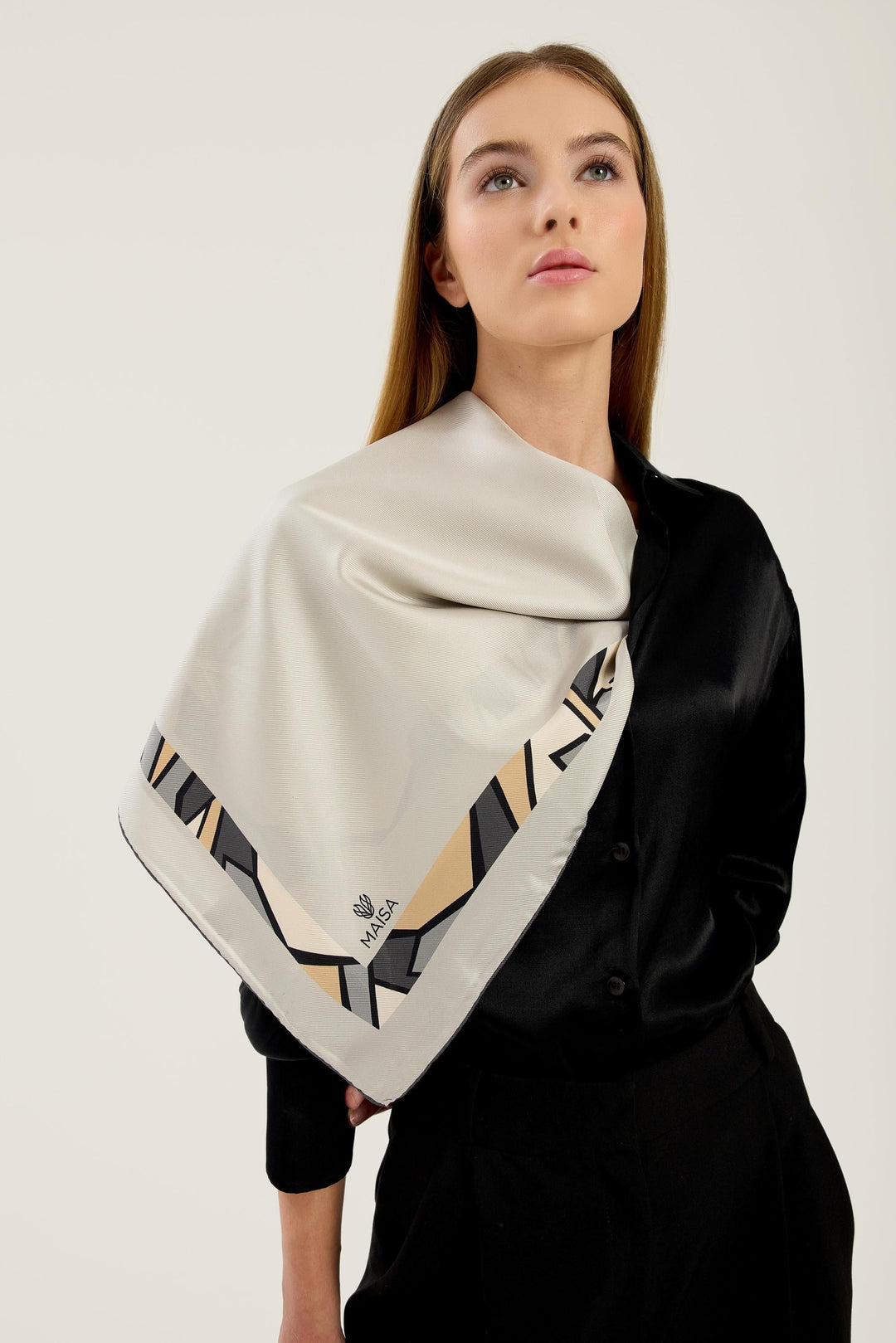 ADEN MULBERRY İPEK EŞARP 90*90 CM - Gri 