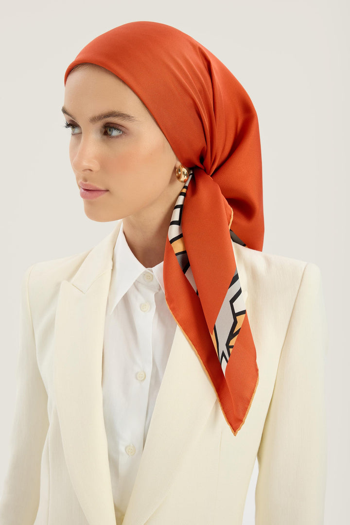ADEN MULBERRY İPEK EŞARP 90*90 CM - Turuncu 