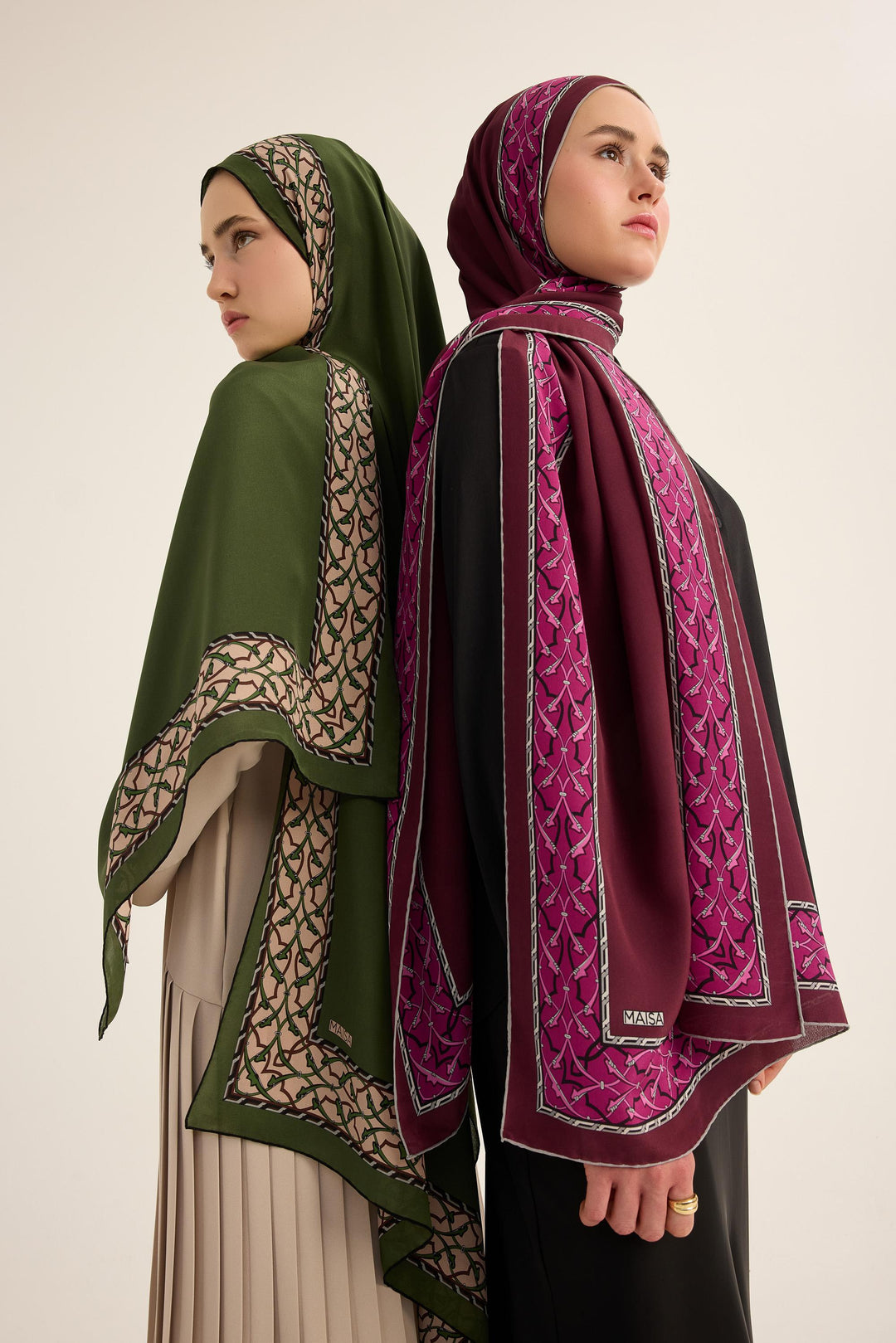 Maisa Ahenk Krep İpek Şal - Mürdüm
