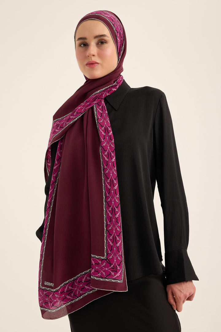 Maisa Ahenk Krep İpek Şal - Mürdüm
