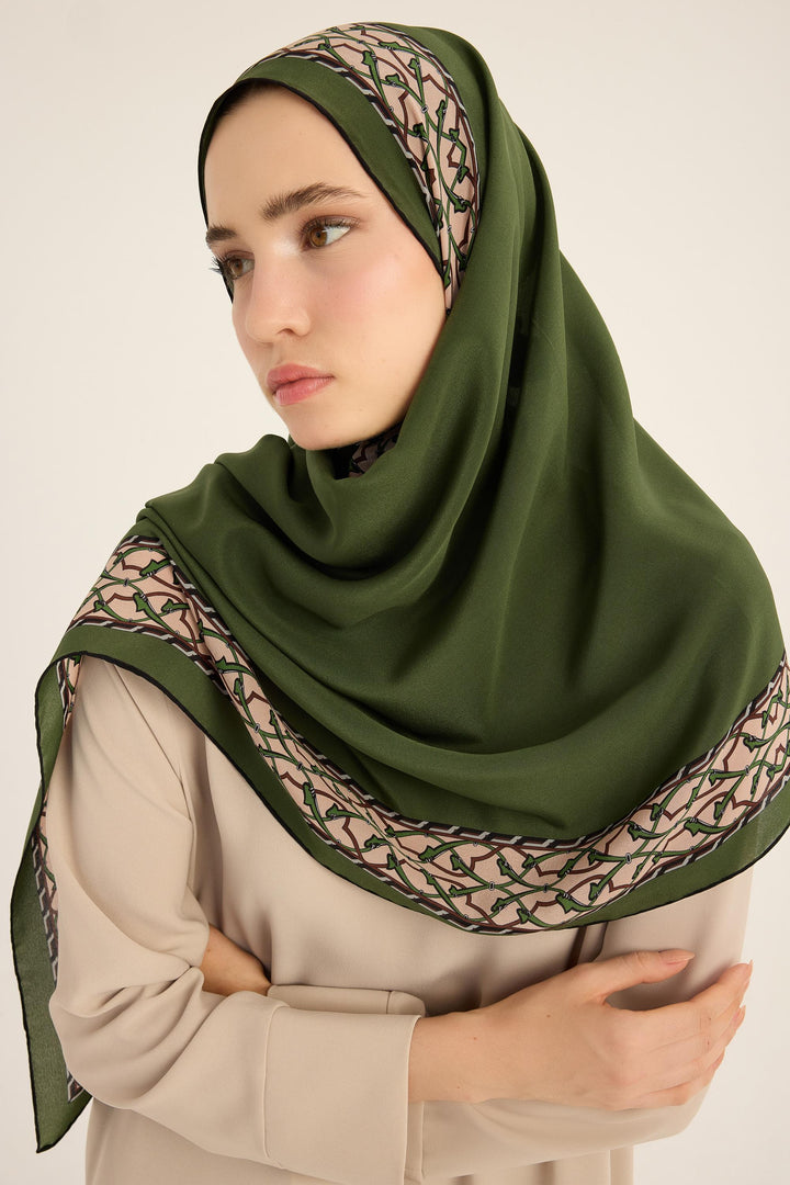 Maisa Ahenk Krep İpek Şal - Yeşil