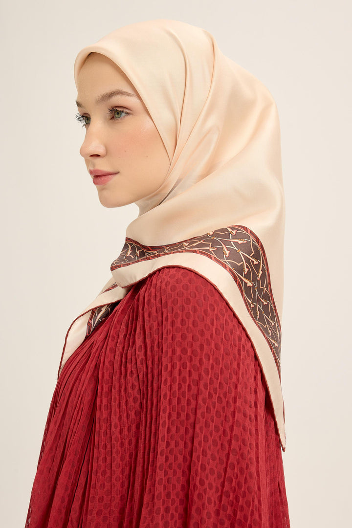 AHENK TİVİL İPEK EŞARP 90*90 CM - Krem 