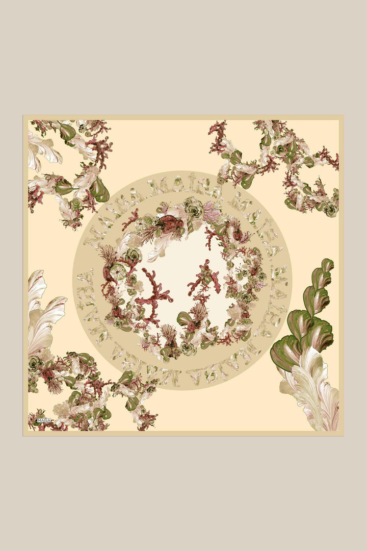 AHU TİVİL İPEK EŞARP 90*90 CM - KREM - Görsel 1