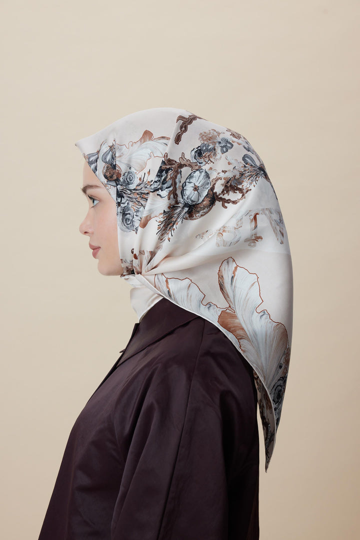 AHU TİVİL İPEK EŞARP 90*90 CM - PUDRA PEMBE - Görsel 3