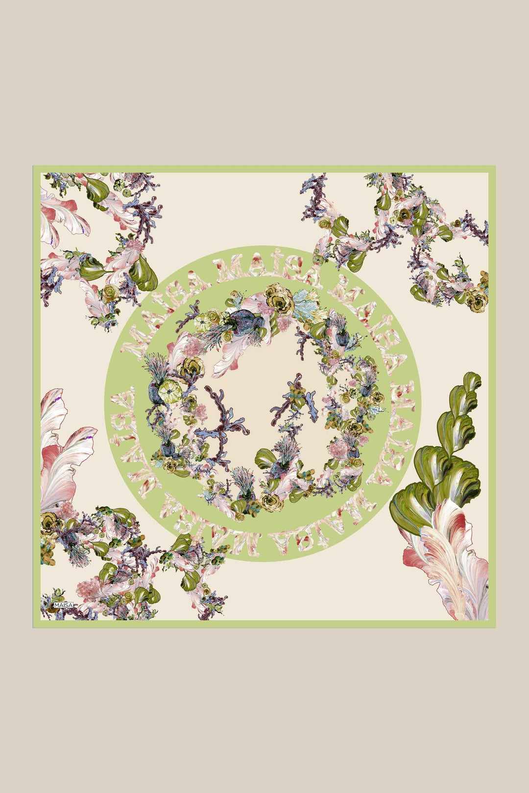AHU TİVİL İPEK EŞARP 90*90 CM - YEŞİL - Görsel 1