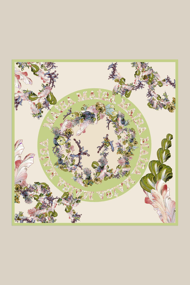 AHU TİVİL İPEK EŞARP 90*90 CM - YEŞİL - Görsel 1