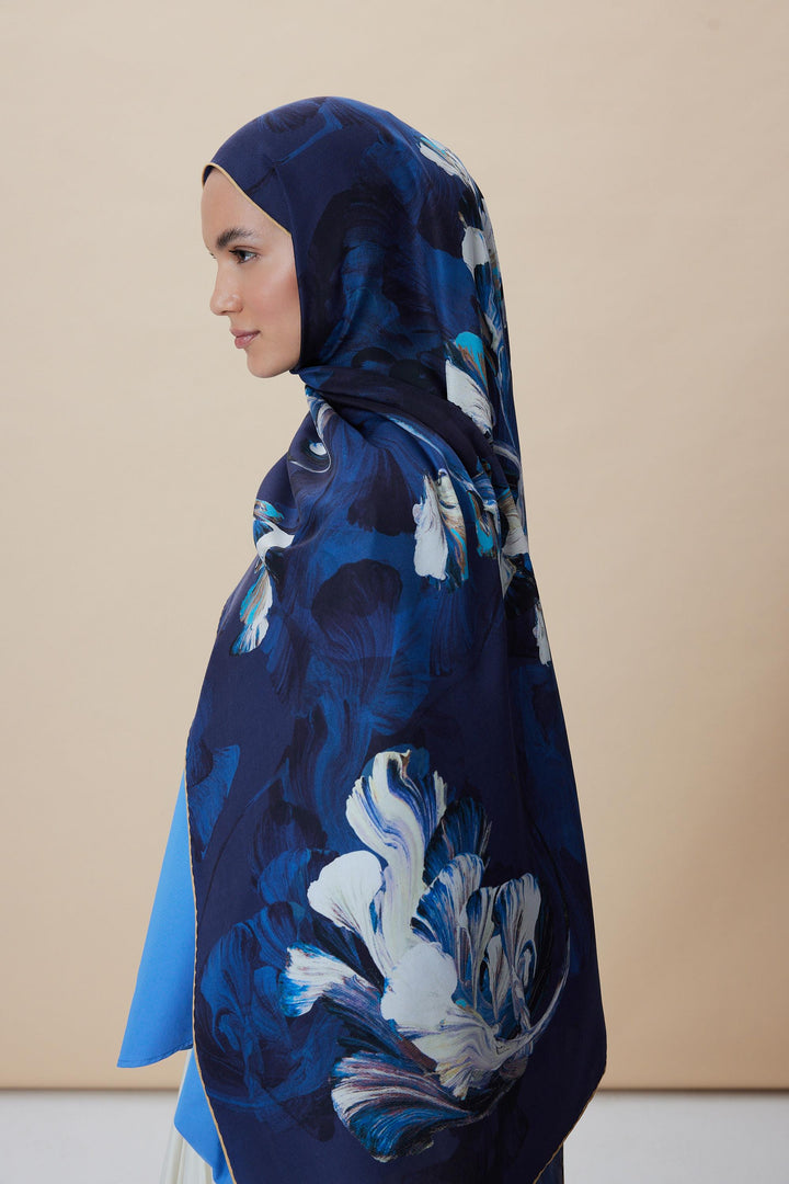 Maisa AKVA PAMUK İPEK ŞAL 70*190 CM - MAVİ