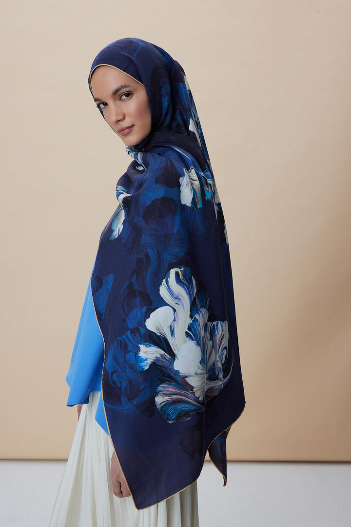 Maisa AKVA PAMUK İPEK ŞAL 70*190 CM - MAVİ