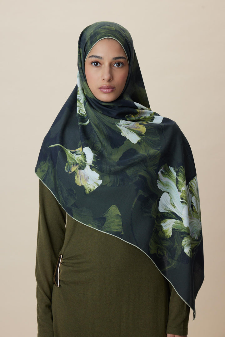 Maisa AKVA PAMUK İPEK ŞAL 70*190 CM - KOYU YEŞİL