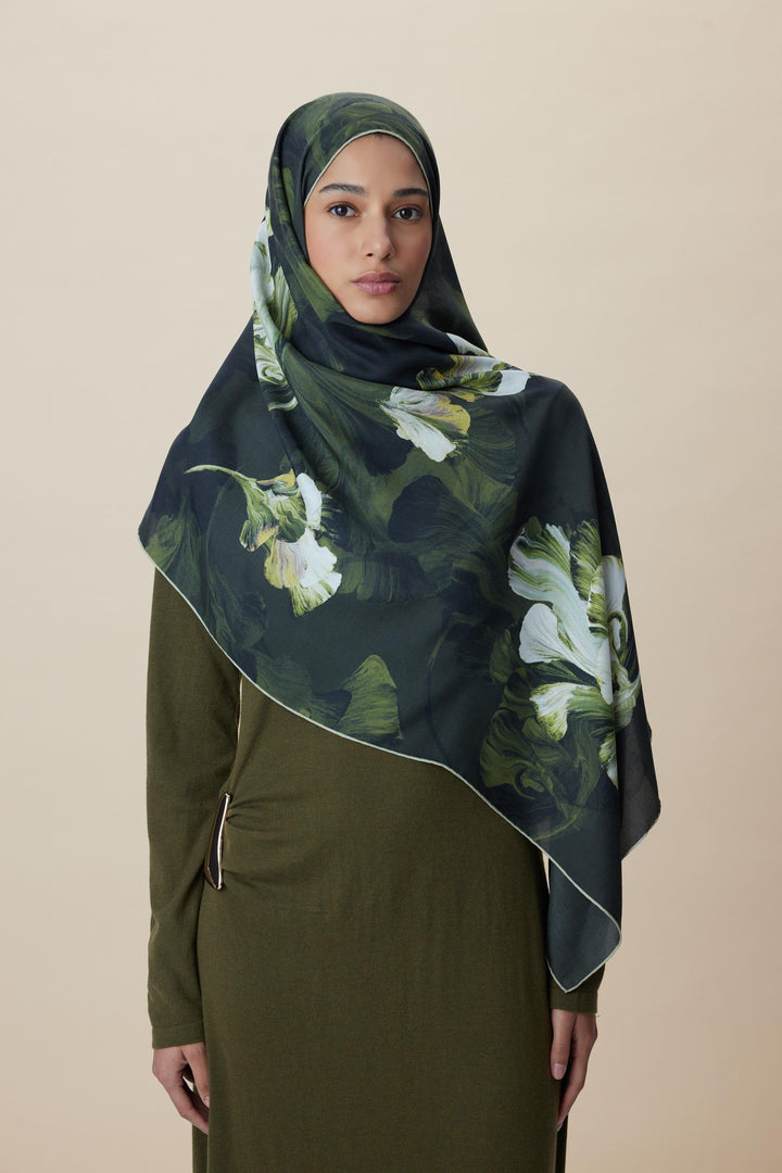 Maisa AKVA PAMUK İPEK ŞAL 70*190 CM - KOYU YEŞİL
