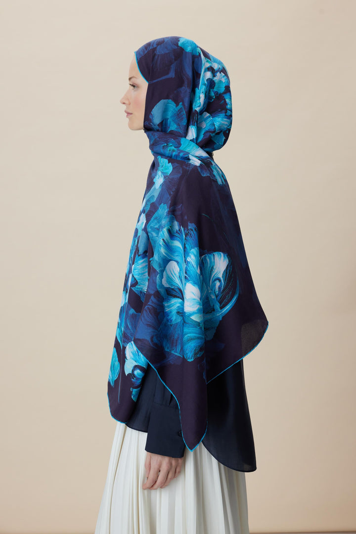 Maisa AKVA PAMUK İPEK ŞAL 70*190 CM - LACİVERT