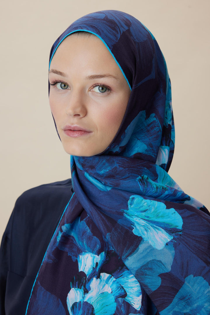 Maisa AKVA PAMUK İPEK ŞAL 70*190 CM - LACİVERT