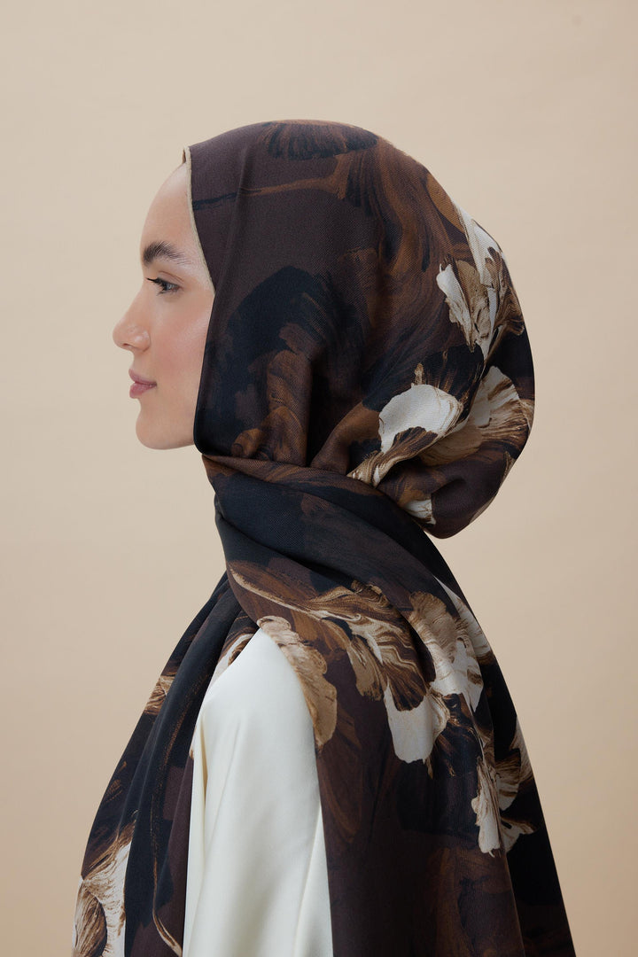 Maisa AKVA PAMUK İPEK ŞAL 70*190 CM - KAHVERENGİ