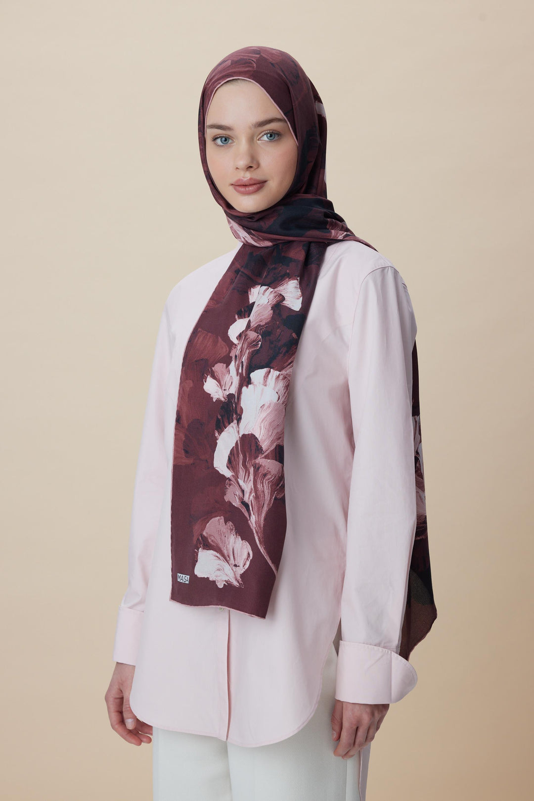 Maisa AKVA PAMUK İPEK ŞAL 70*190 CM - BORDO