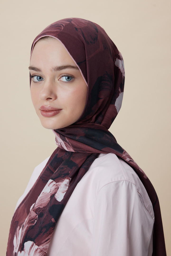 Maisa AKVA PAMUK İPEK ŞAL 70*190 CM - BORDO