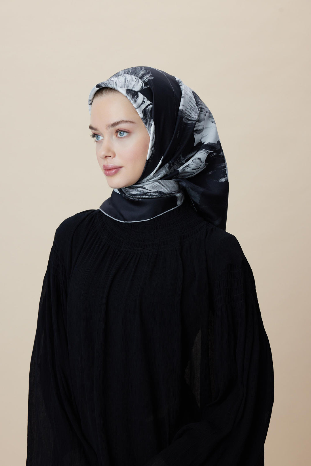 AKVA TİVİL İPEK EŞARP 90*90 CM - ANTRASİT - Görsel 9