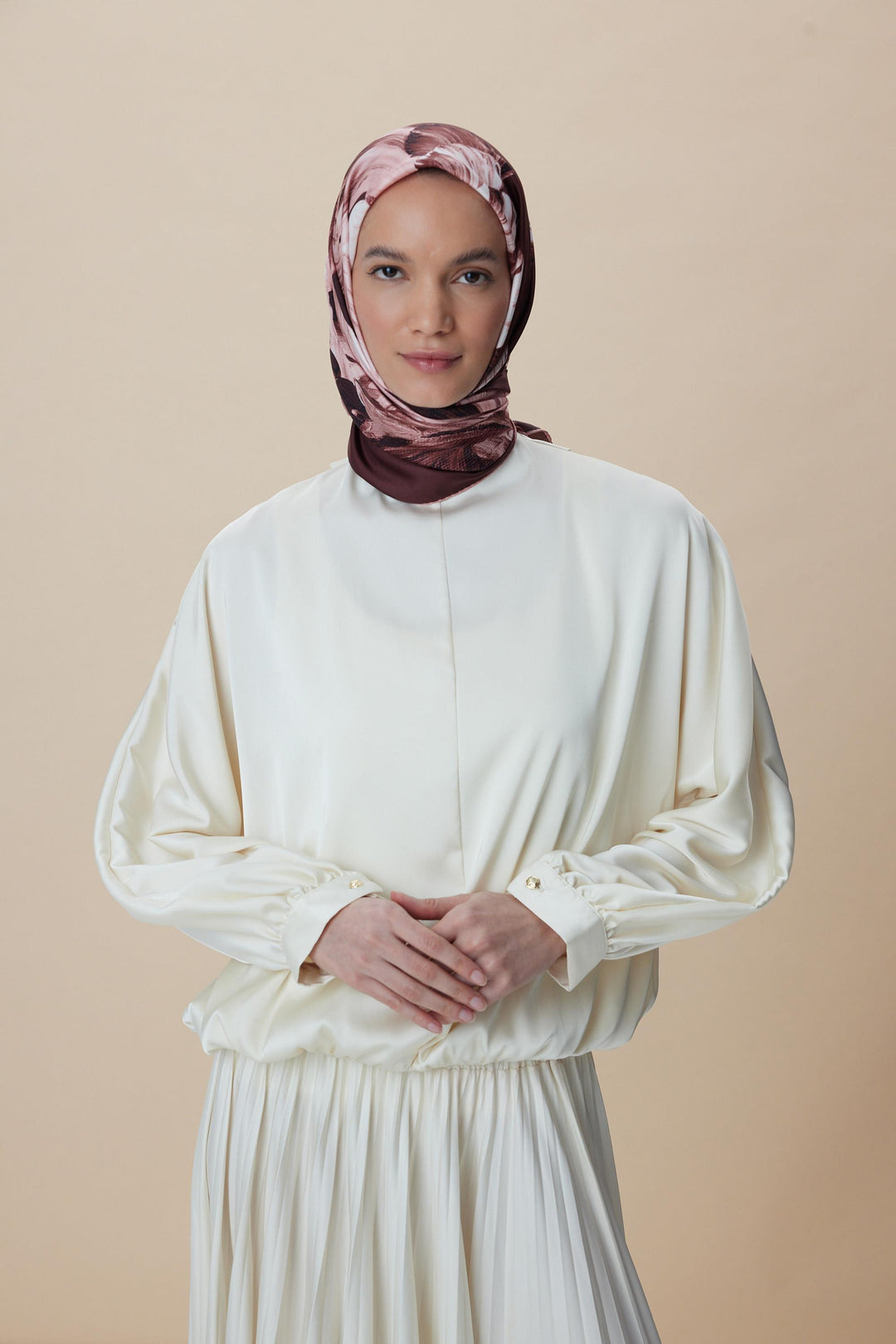 AKVA TİVİL İPEK EŞARP 90*90 CM - BORDO - Görsel 5