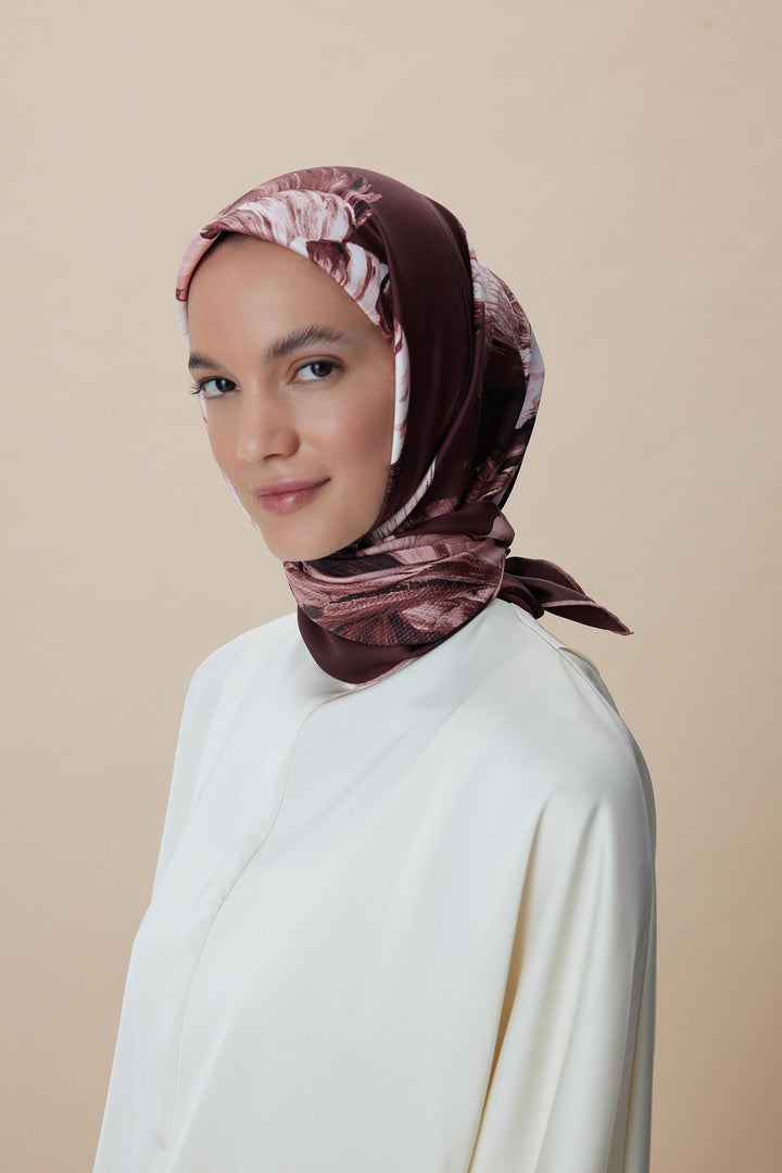 AKVA TİVİL İPEK EŞARP 90*90 CM - BORDO - Görsel 10