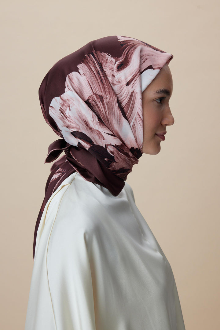 AKVA TİVİL İPEK EŞARP 90*90 CM - BORDO - Görsel 3