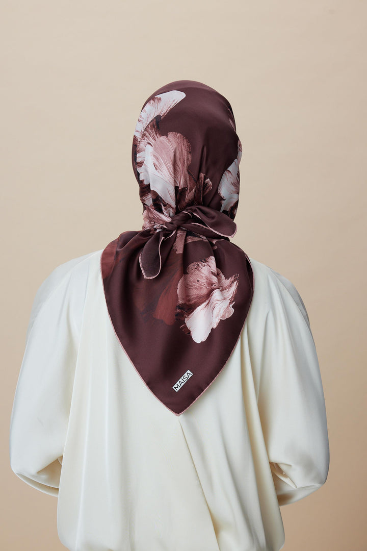 AKVA TİVİL İPEK EŞARP 90*90 CM - BORDO - Görsel 4