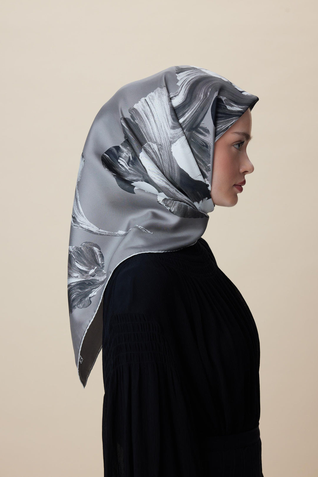 AKVA TİVİL İPEK EŞARP 90*90 CM - GRİ - Görsel 4