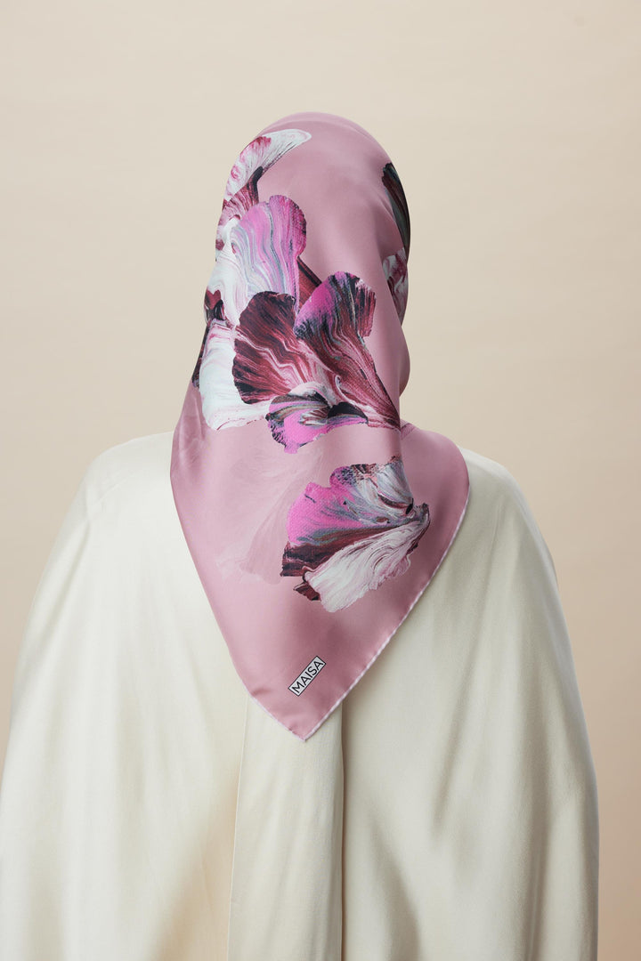 AKVA TİVİL İPEK EŞARP 90*90 CM - GÜL KURUSU - Görsel 5