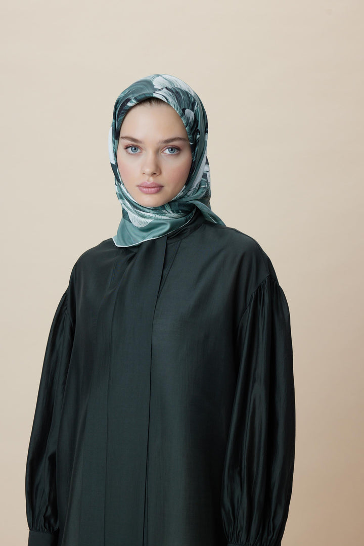 AKVA TİVİL İPEK EŞARP 90*90 CM - IHLAMUR YEŞİLİ - Görsel 6