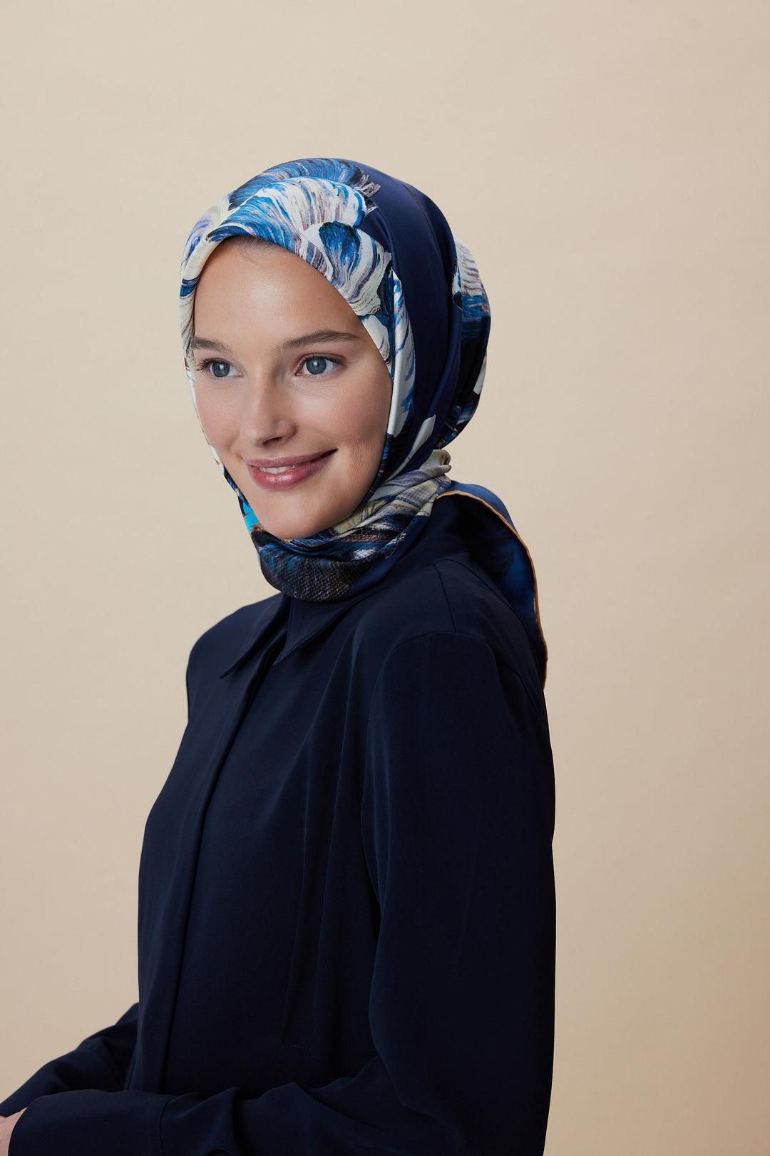 AKVA TİVİL İPEK EŞARP 90*90 CM - MAVİ - Görsel 3