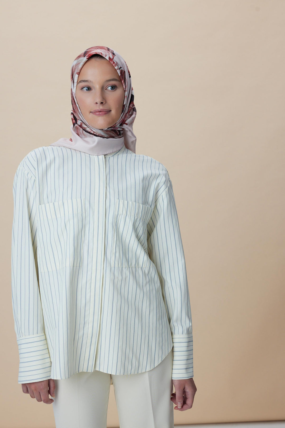AKVA TİVİL İPEK EŞARP 90*90 CM - PUDRA PEMBE - Görsel 9