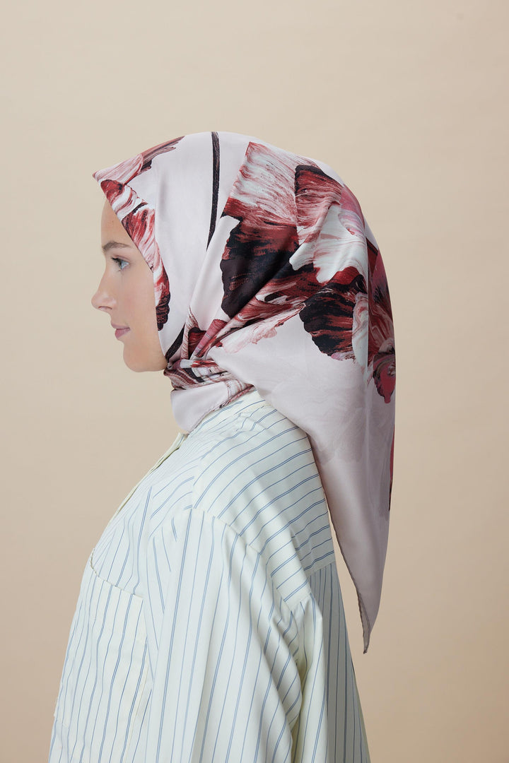 AKVA TİVİL İPEK EŞARP 90*90 CM - PUDRA PEMBE - Görsel 4