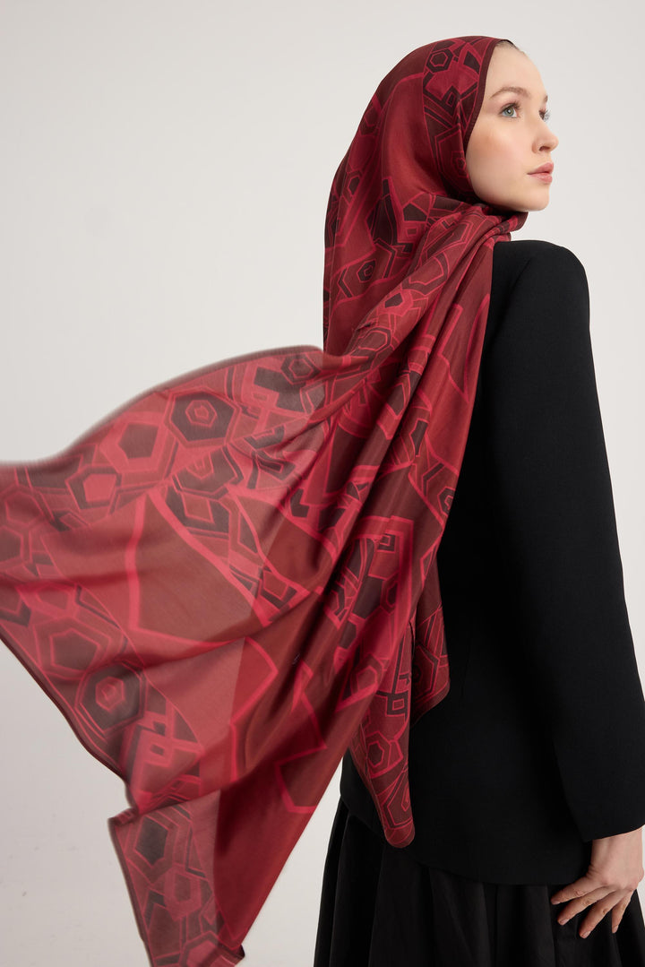 ALEV FLOŞ VİSKON ŞAL 70*190 CM - Mürdüm 